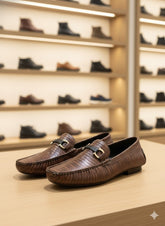 FRGMO CROCO FABRIC LOAFERS